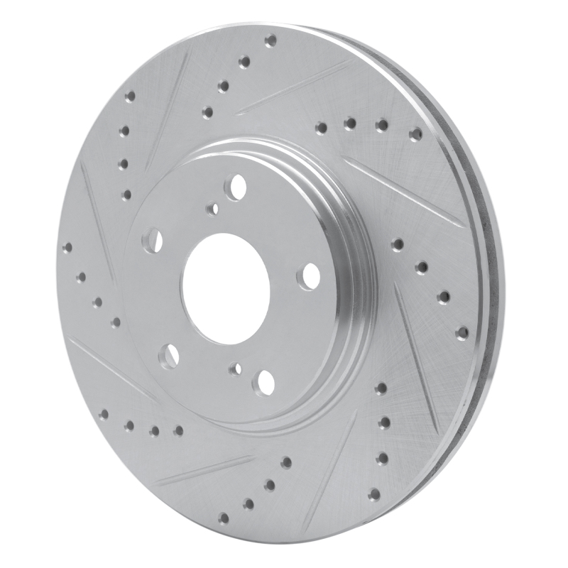 Lexus ES300 Brake Rotor (1) - Front Left - R1 Concepts - Drilled & Slotted - Silver - `99-`07